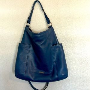 Satchel style coach handbag . Dark blue